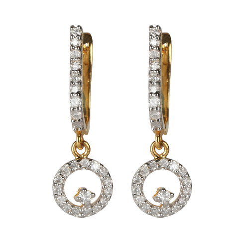 18K Yellow Gold Earrings Dangle & Drop with Diamonds 0.53 Ct.