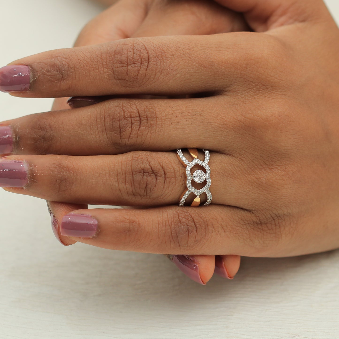 Gold and Diamond Ring with an Interlaced Openwork Design