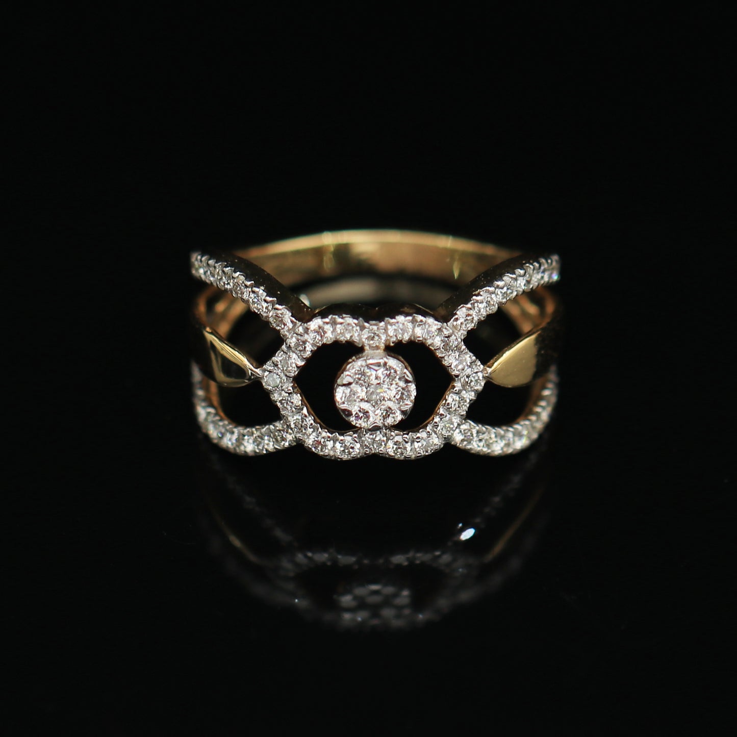 Gold and Diamond Ring with an Interlaced Openwork Design