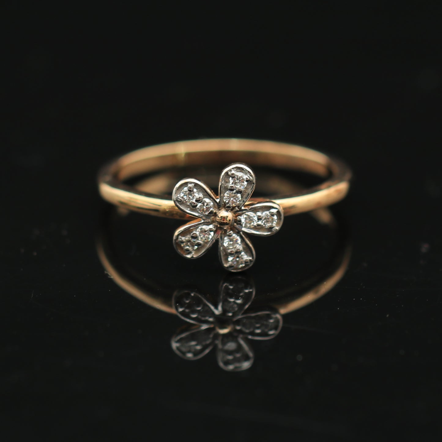 Delicate Floral Diamond Ring in Rose Gold