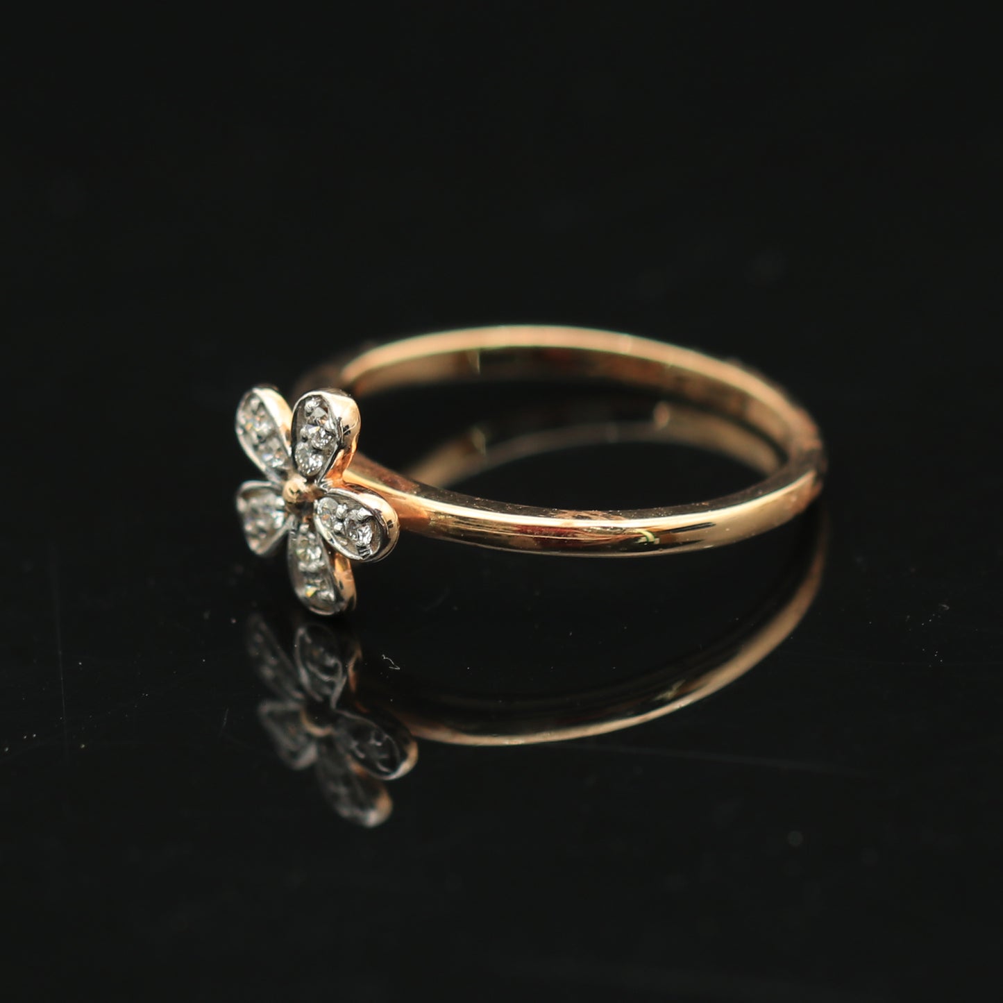 Delicate Floral Diamond Ring in Rose Gold