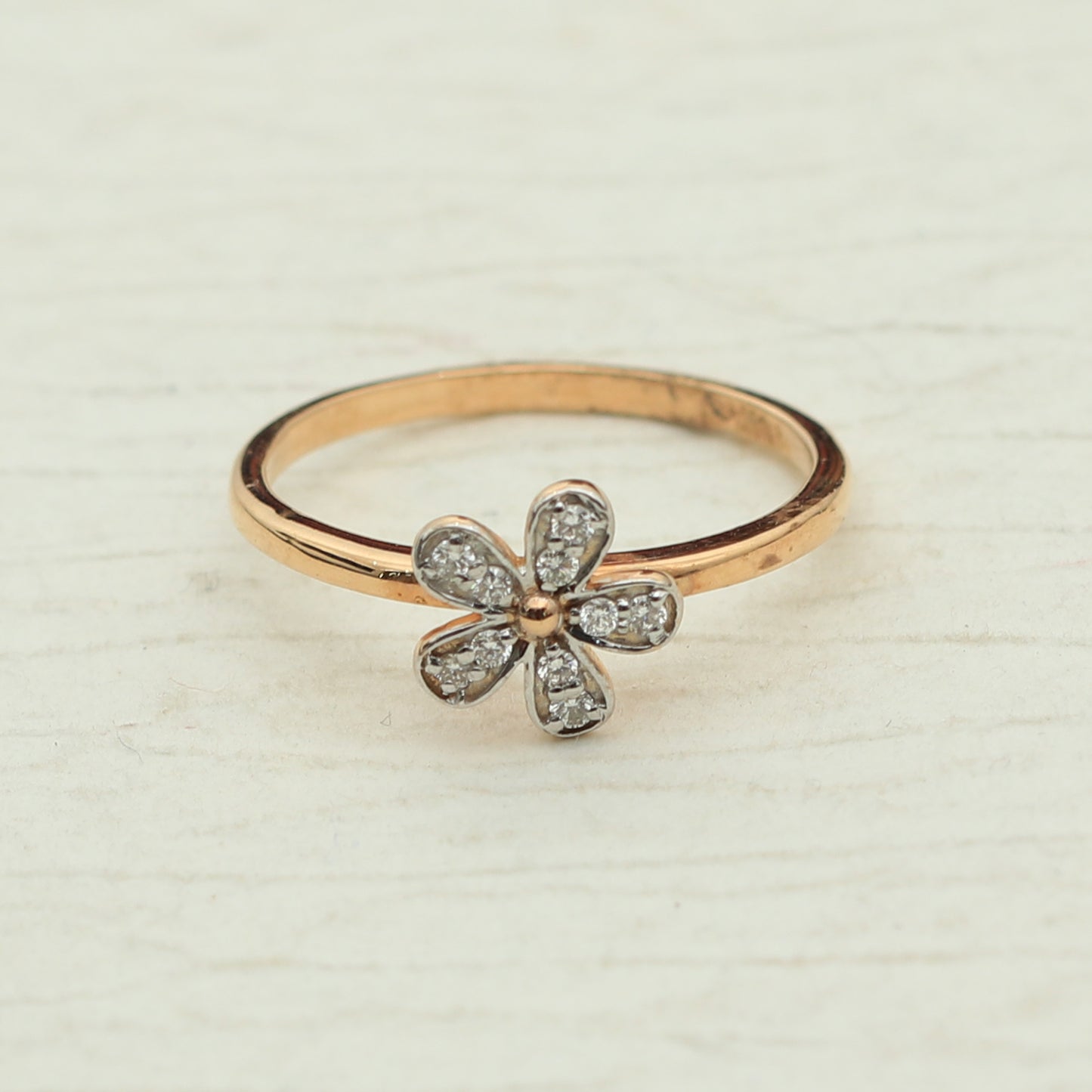 Delicate Floral Diamond Ring in Rose Gold