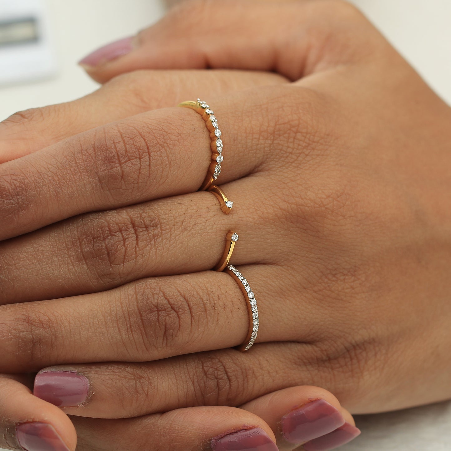 Triple Stackable Diamond Ring Set