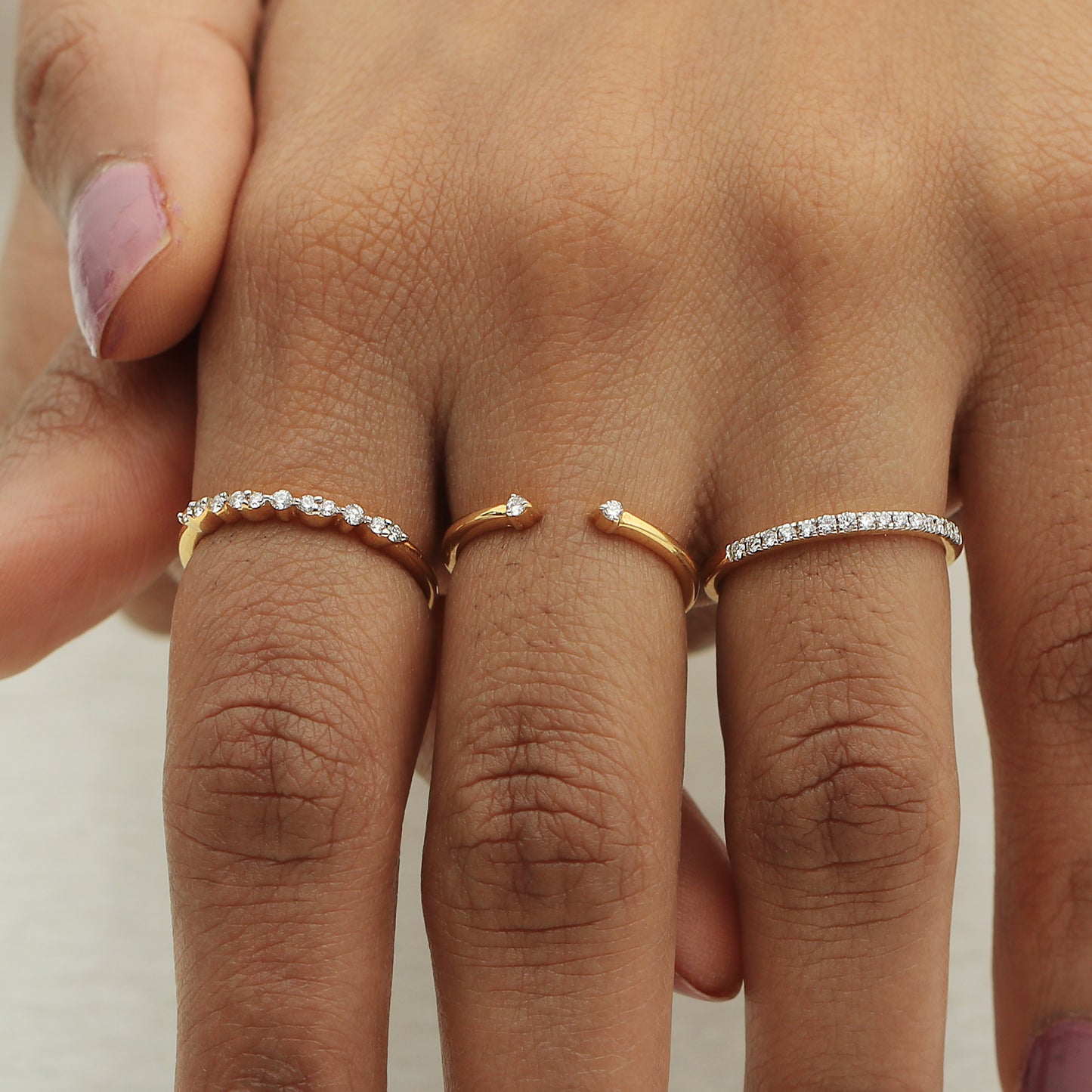 Triple Stackable Diamond Ring Set