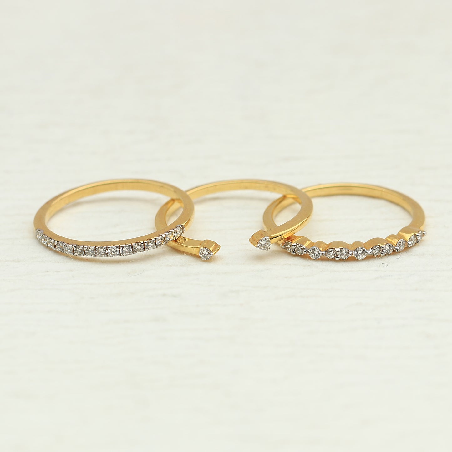 Triple Stackable Diamond Ring Set