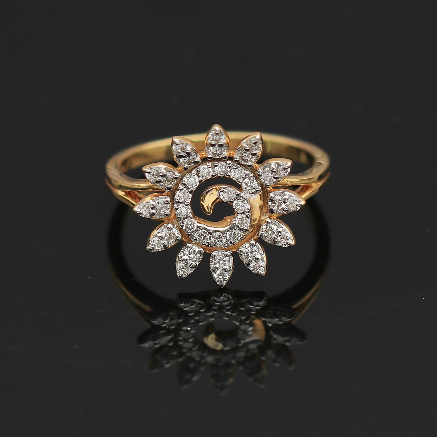 Sunflower Spiral Diamond Ring