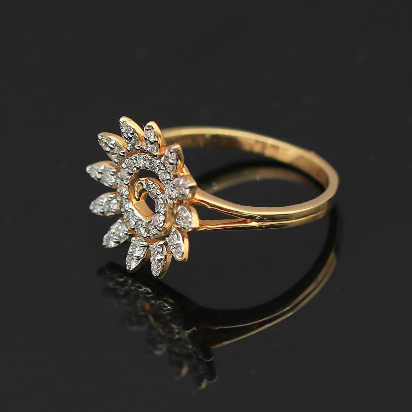 Sunflower Spiral Diamond Ring