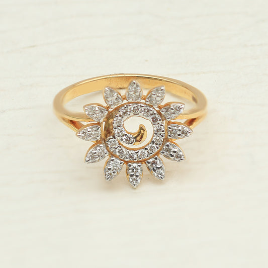 Sunflower Spiral Diamond Ring