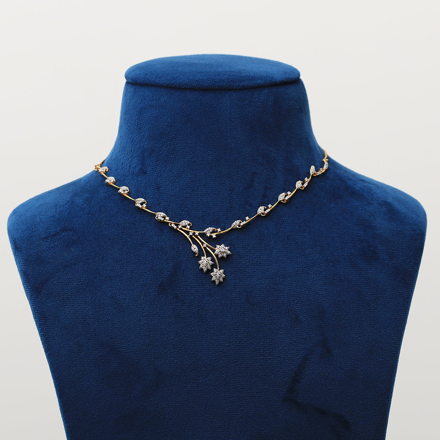 Gold And Diamond Floral Necklace