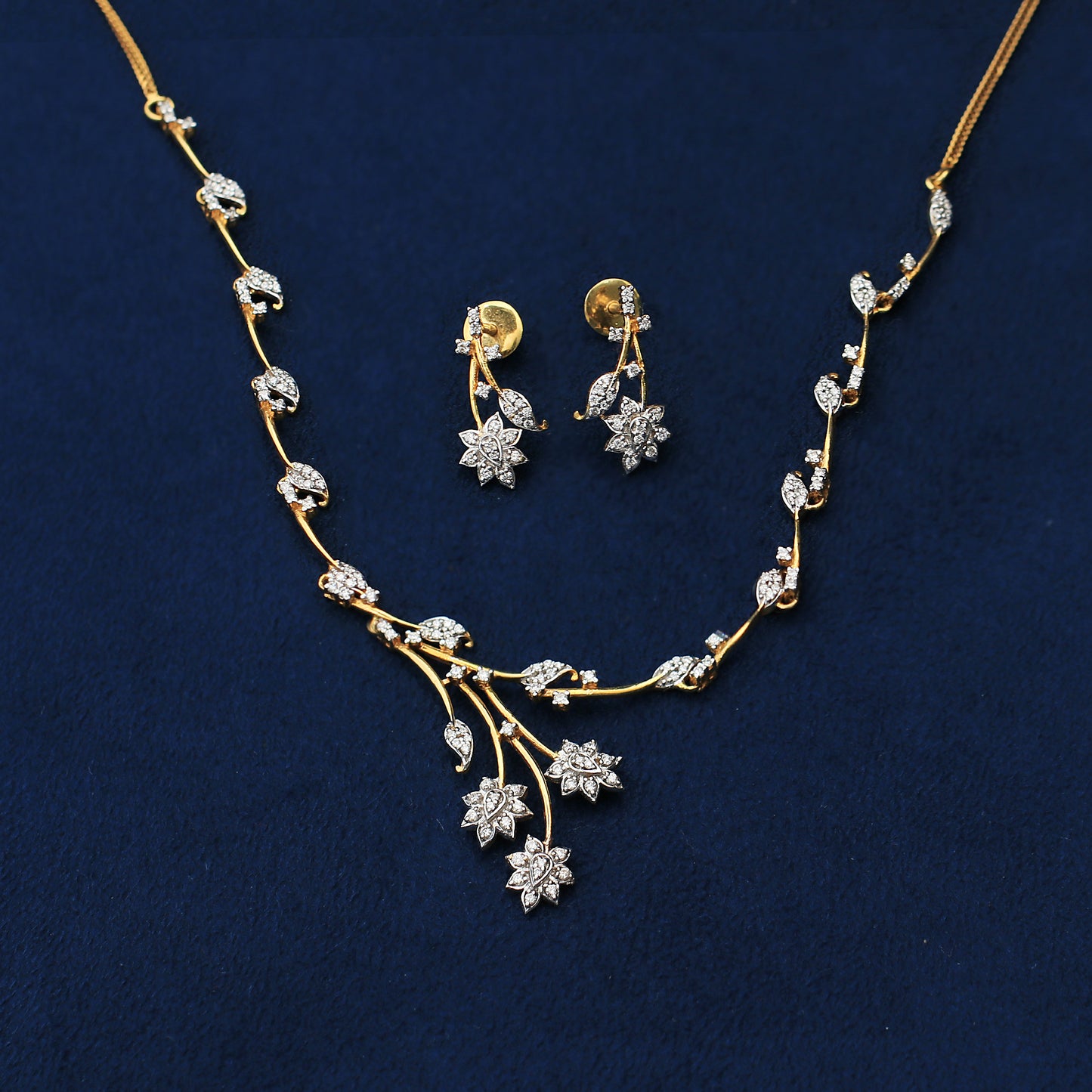 Gold And Diamond Floral Necklace