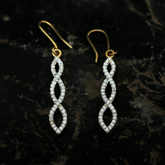 Infinity Twist Diamond Drop Earrings in 18K Gold