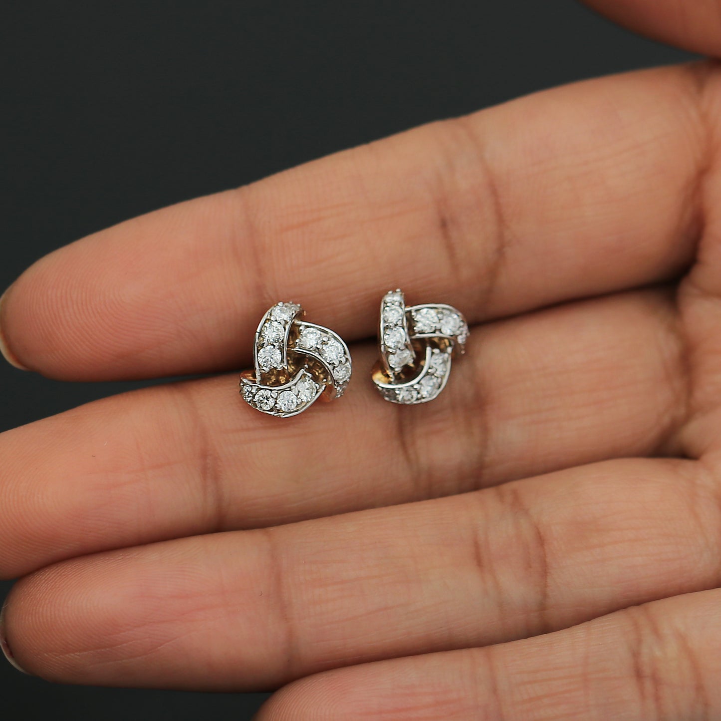 Knot Diamond Stud Earrings