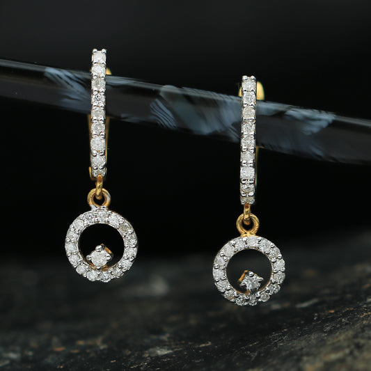 Diamond Hoop Dangle Earrings in 18K Gold