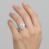 Side profile of 3.5ct lab diamond ring with cathedral gold vermeil shoulders