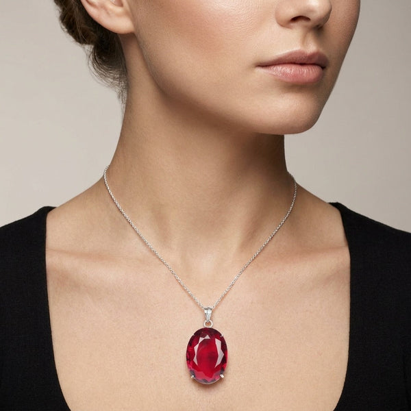 GEMHUB model-wearing (AI) Red Topaz Oval 94.5 Ct