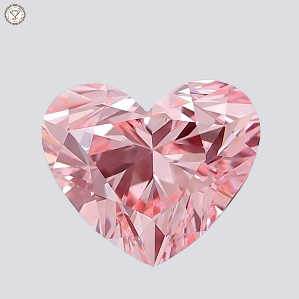 IGI Certified 1.71 Ct. Heart Brilliant CVD Diamond Fancy Intense Pink VS1 Clarity