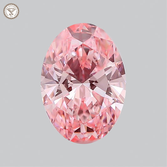IGI Certified 1.53 Ct. Oval Brilliant CVD Diamond Fancy Intense Pink VS1 Clarity