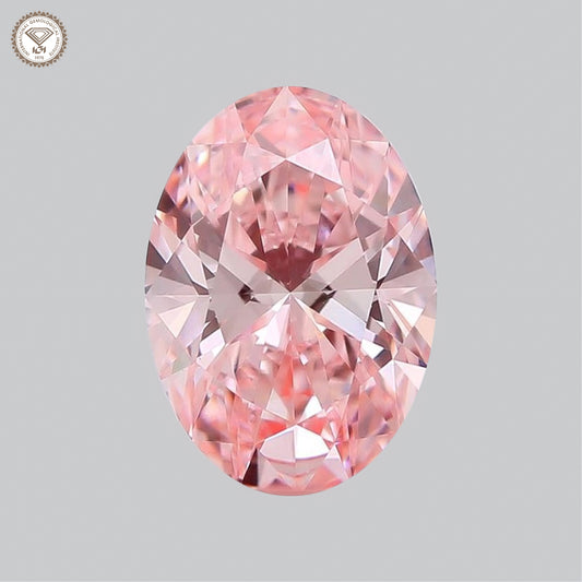 IGI Certified 1.73 Ct. Oval Brilliant CVD Diamond Fancy Intense Pink VS1 Clarity