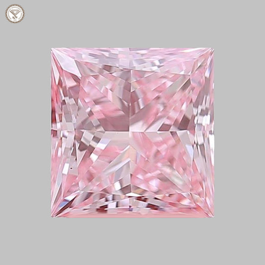 IGI Certified 2.01 Ct. Princess Cut CVD Diamond Fancy Intense Pink VS1 Clarity