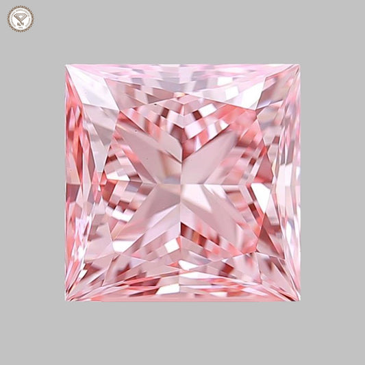 IGI Certified 3.56 Ct. Princess Cut CVD Diamond Fancy Vivid Pink VS1 Clarity