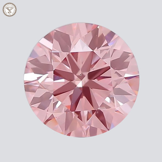 IGI Certified 2.02 Ct. Round Brilliant CVD Diamond Fancy Intense Pink VS2 Clarity