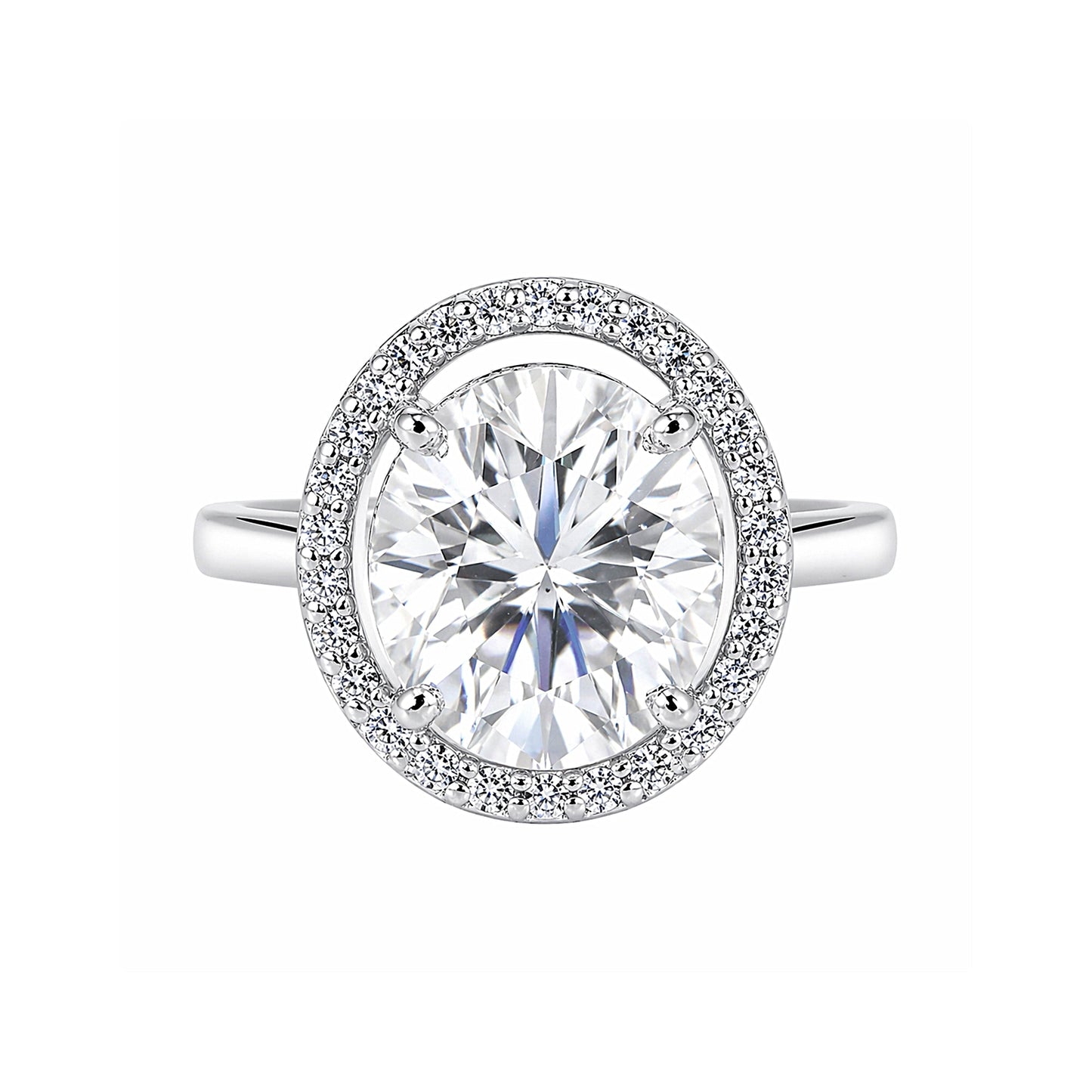 3.45 ct DEW Certified White Moissanite Ring for Women – Jewellery Gift 18K Gold Plated Ve 18K Gold Plated