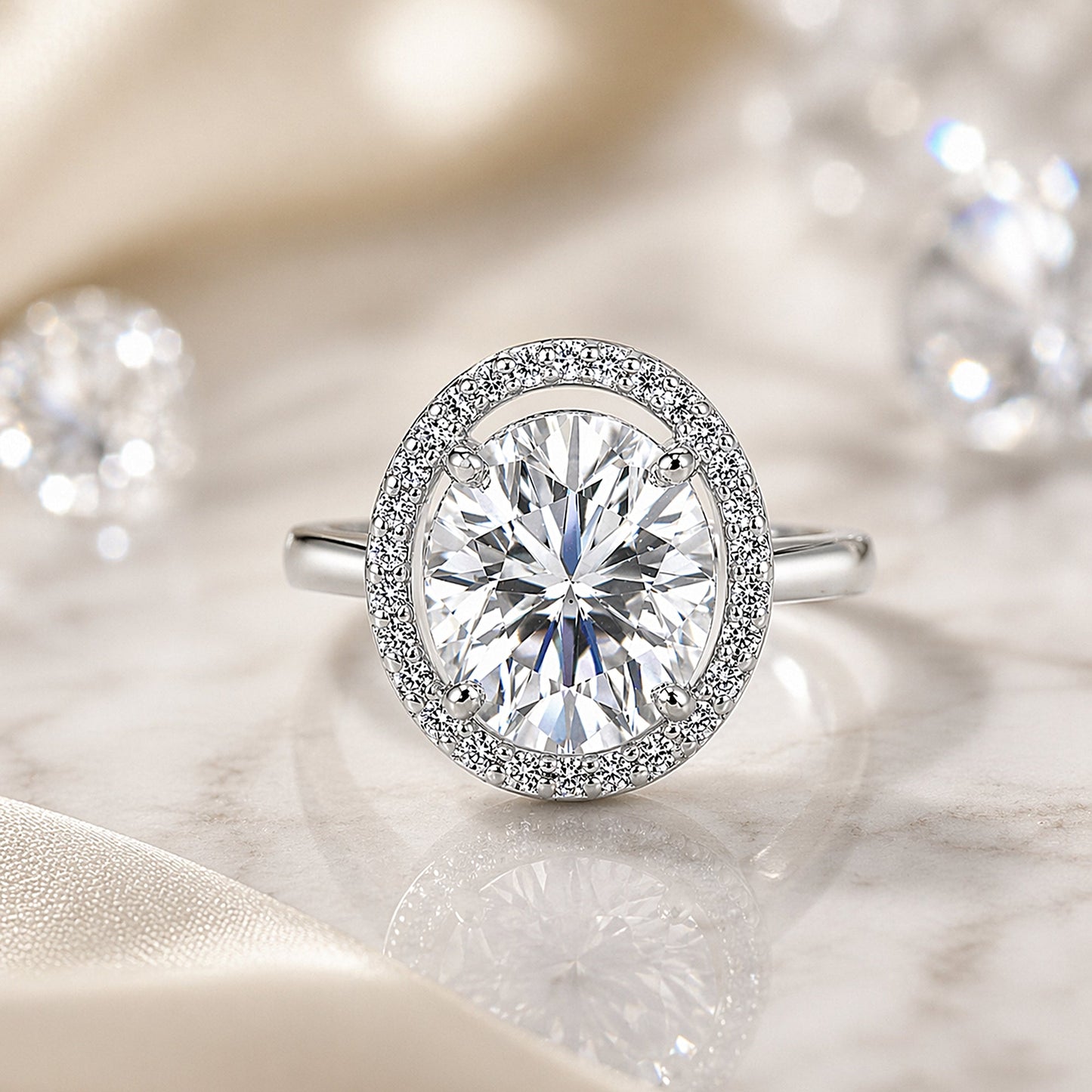 3.45 ct DEW Certified White Moissanite Ring for Women – Jewellery Gift 18K Gold Plated Ve 18K Gold Plated