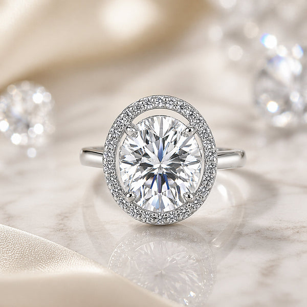 3.45 ct DEW Certified White Moissanite Ring for Women – Jewellery Gift 18K Gold Plated Ve 18K Gold Plated