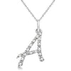 Lab Grown Diamond Initial Letter A Pendant, White Gold finish, Sterling Silver - GEMHUB & CO.
