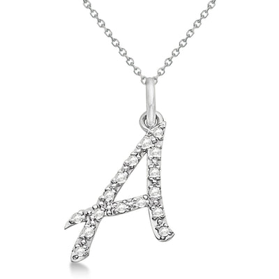 Lab Grown Diamond Initial Letter Pendant A-Z | Sterling Silver or 10K Solid Gold | Yellow, Rose or White Gold Finish