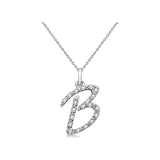 Natural Diamond Initial Letter B Pendant, White Gold finish, 3 Micron Vermeil - GEMHUB & CO.