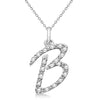 Natural Diamond Initial Letter B Pendant, White Gold finish, 3 Micron Vermeil - GEMHUB & CO.