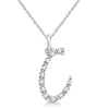 Natural Diamond Initial Letter C Pendant, White Gold finish, 3 Micron Vermeil - GEMHUB & CO.
