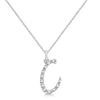 Natural Diamond Initial Letter C Pendant, White Gold - Detail View