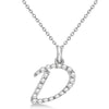 Lab Grown Diamond Initial Letter D Pendant, White Gold finish, Sterling Silver - GEMHUB & CO.