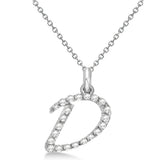 Natural Diamond Initial Letter D Pendant, White Gold finish, 3 Micron Vermeil - GEMHUB & CO.