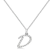 Natural Diamond Initial Letter D Pendant, White Gold - Detail View