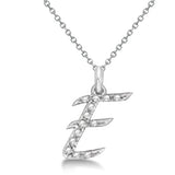 Natural Diamond Initial Letter E Pendant, White Gold finish, 3 Micron Vermeil - GEMHUB & CO.