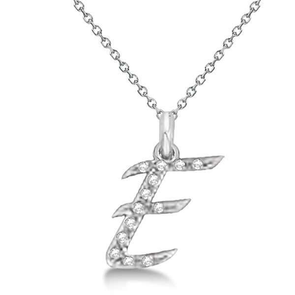 Natural Diamond Initial Letter E Pendant, White Gold finish, 3 Micron Vermeil - GEMHUB & CO.