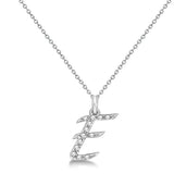 Natural Diamond Initial Letter E Pendant, White Gold - Detail View