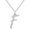 Natural Diamond Initial Letter F Pendant, White Gold finish, 3 Micron Vermeil - GEMHUB & CO.