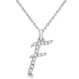 Natural Diamond Initial Letter F Pendant, White Gold finish, 3 Micron Vermeil - GEMHUB & CO.