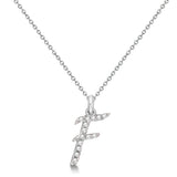 Natural Diamond Initial Letter F Pendant, White Gold - Detail View