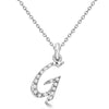 Lab Grown Diamond Initial Letter G Pendant, White Gold finish, Sterling Silver - GEMHUB & CO.