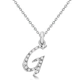 Natural Diamond Initial Letter G Pendant, White Gold finish, 3 Micron Vermeil - GEMHUB & CO.
