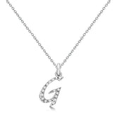 Natural Diamond Initial Letter G Pendant, White Gold - Detail View