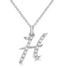 Lab Grown Diamond Initial Letter H Pendant, White Gold finish, Sterling Silver - GEMHUB & CO.