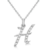 Natural Diamond Initial Letter H Pendant, White Gold finish, 3 Micron Vermeil - GEMHUB & CO.