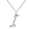 Lab Grown Diamond Initial Letter I Pendant, White Gold finish, Sterling Silver - GEMHUB & CO.