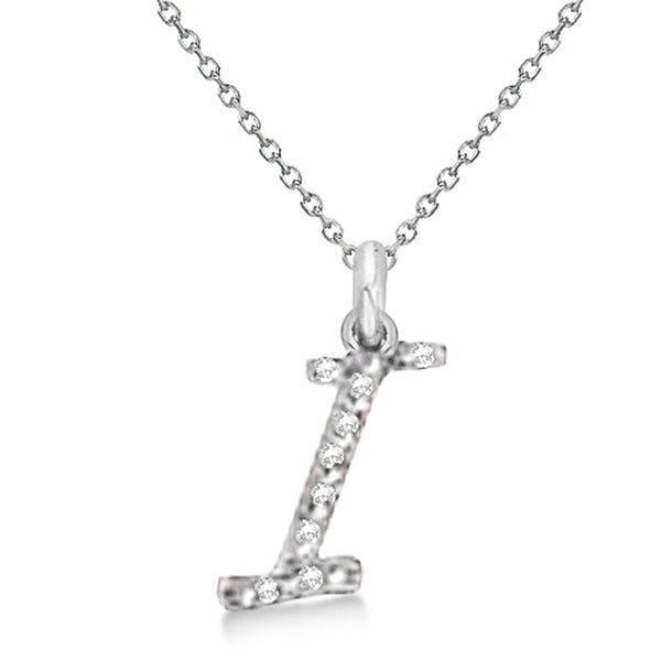 Lab Grown Diamond Initial Letter I Pendant, White Gold finish, Sterling Silver - GEMHUB & CO.
